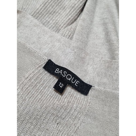 Basque Womens Stone / Oatmeal Knitted Open Long Wrap Cardigan - Size 12 - Picture 4 of 6